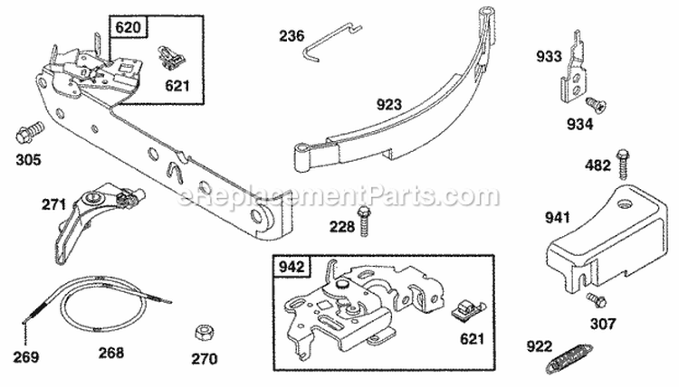 Control Brackets Band Brake Diagram and Parts List for 096902-0106-99  Briggs and Stratton Engine